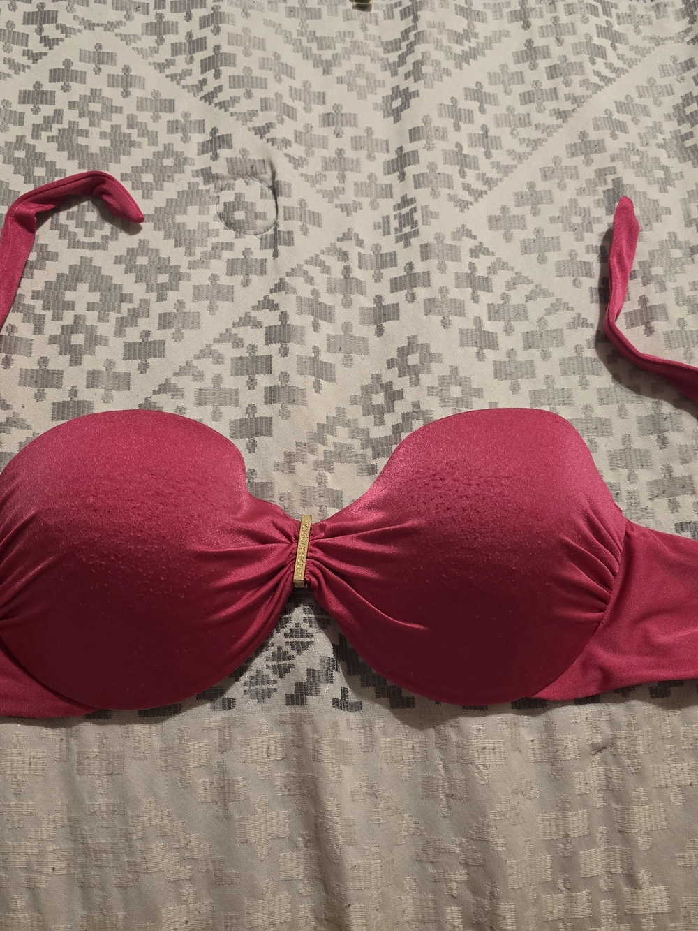 Victoria's Secret Hot Pink Strapless Bandeau with Gold Accent